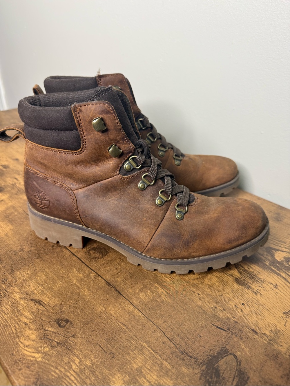 Timberland Ellendale Brown Leather Mid Hiking Boots Women's Size 7.5